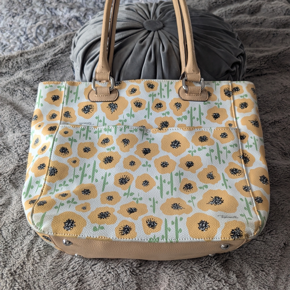 Tignanello Yellow Floral Tote Bag